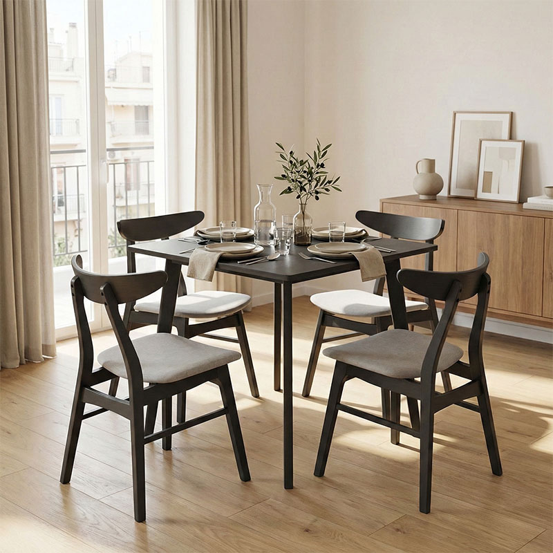 Set ngrënieje Benson - Orlean pakoworld 5 copë 80x80x75cm në gri rustike - pëlhurë gri
