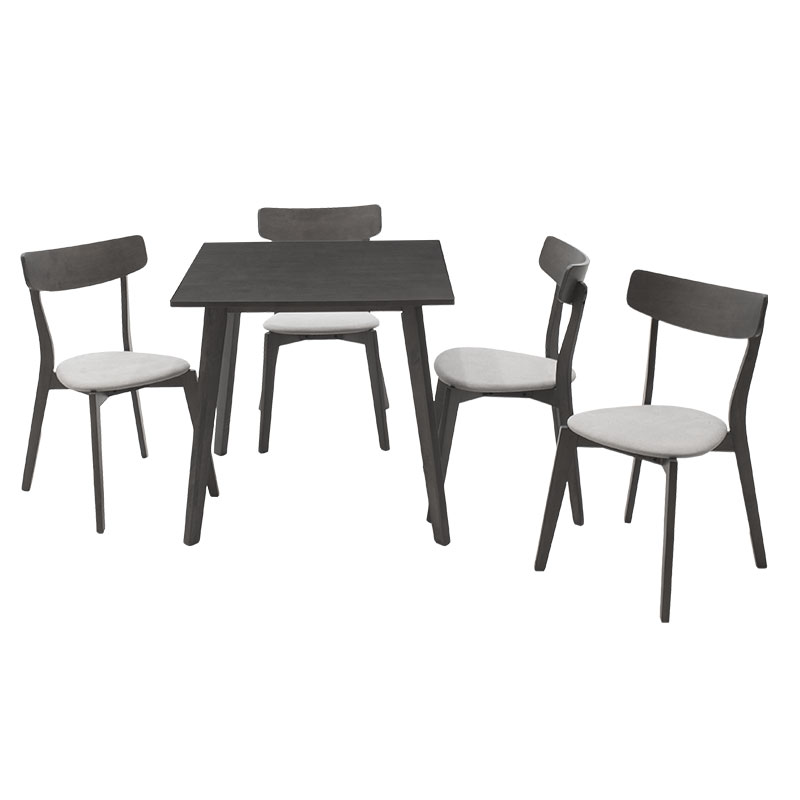 Set ngrënieje Benson - Toto pakoworld 5 copë 80x80x75cm në gri rustike - pëlhurë gri