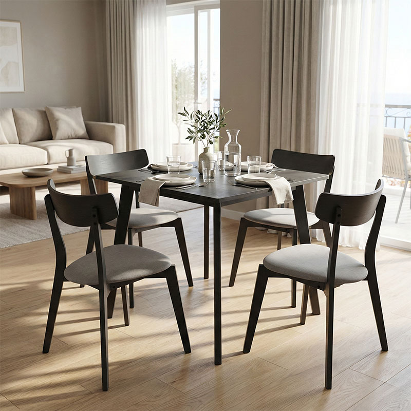Set ngrënieje Benson - Toto pakoworld 5 copë 80x80x75cm në gri rustike - pëlhurë gri