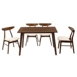 Set ngrënieje Benson - Orlean pakoworld 5 copë 120x80x75cm në arrë - pëlhurë bezhë