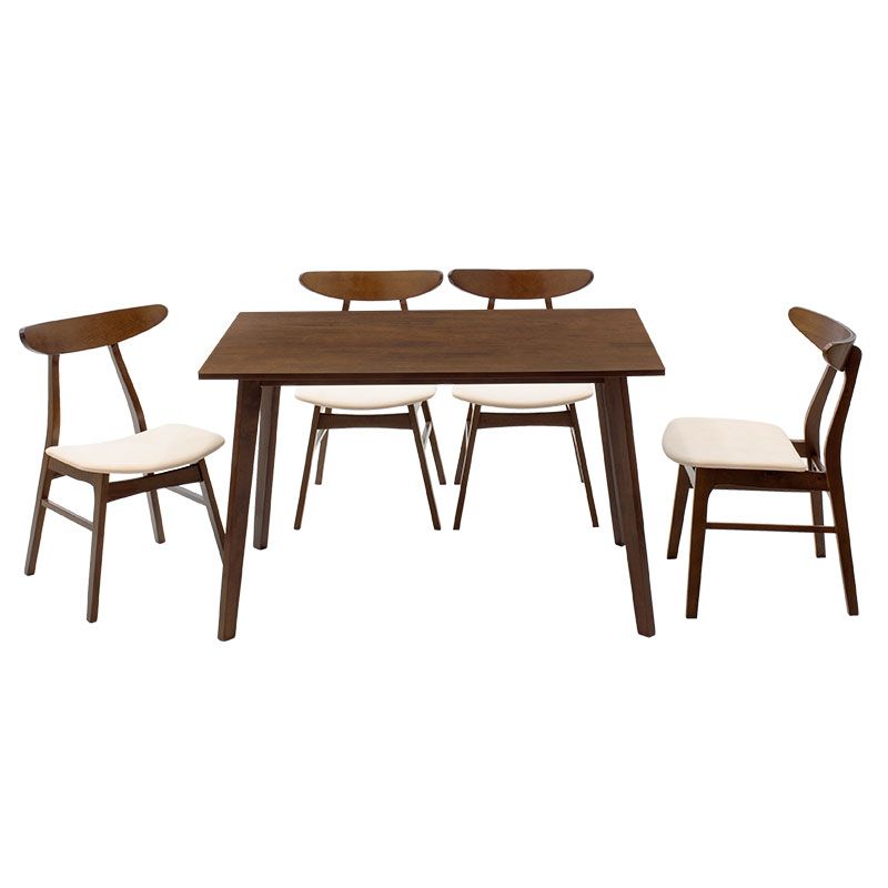 Set ngrënieje Benson - Orlean pakoworld 5 copë 120x80x75cm në arrë - pëlhurë bezhë