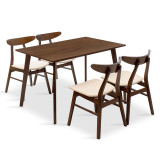 Set ngrënieje Benson - Orlean pakoworld 5 copë 120x80x75cm në arrë - pëlhurë bezhë