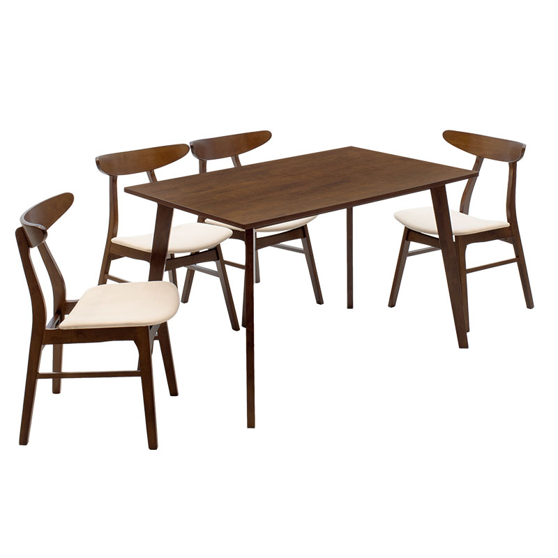 Set ngrënieje Benson - Orlean pakoworld 5 copë 120x80x75cm në arrë - pëlhurë bezhë