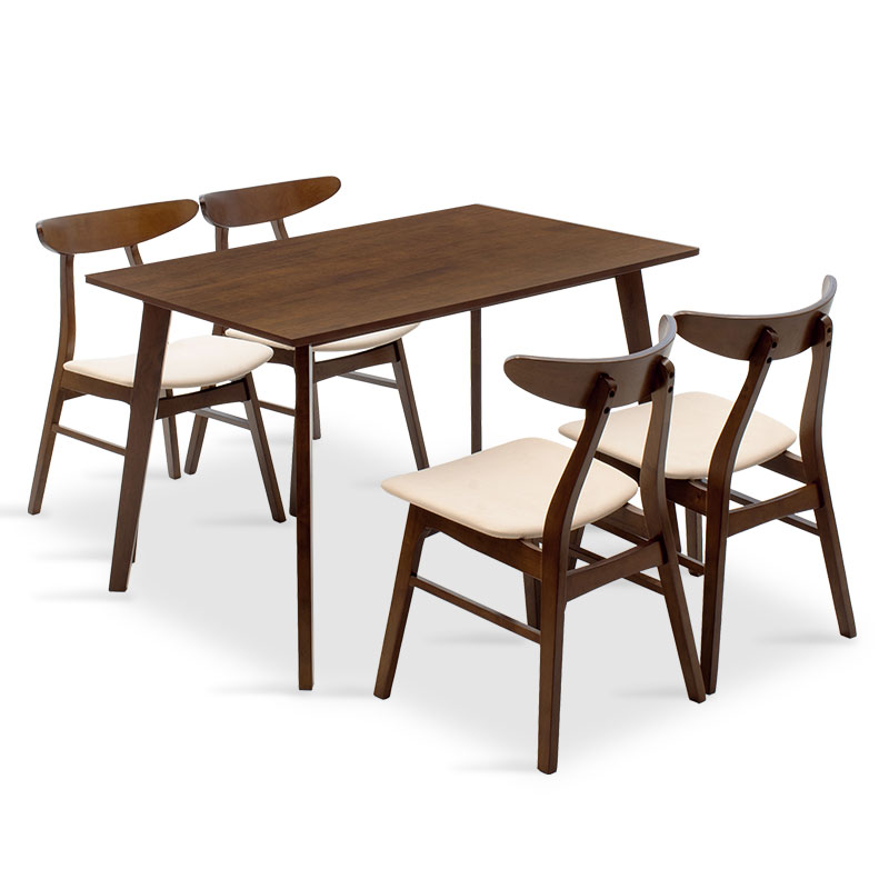 Set ngrënieje Benson - Orlean pakoworld 5 copë 120x80x75cm në arrë - pëlhurë bezhë