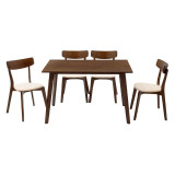 Set ngrënieje Benson - Toto pakoworld 5 copë 120x75x75cm në arrë - pëlhurë bezhë