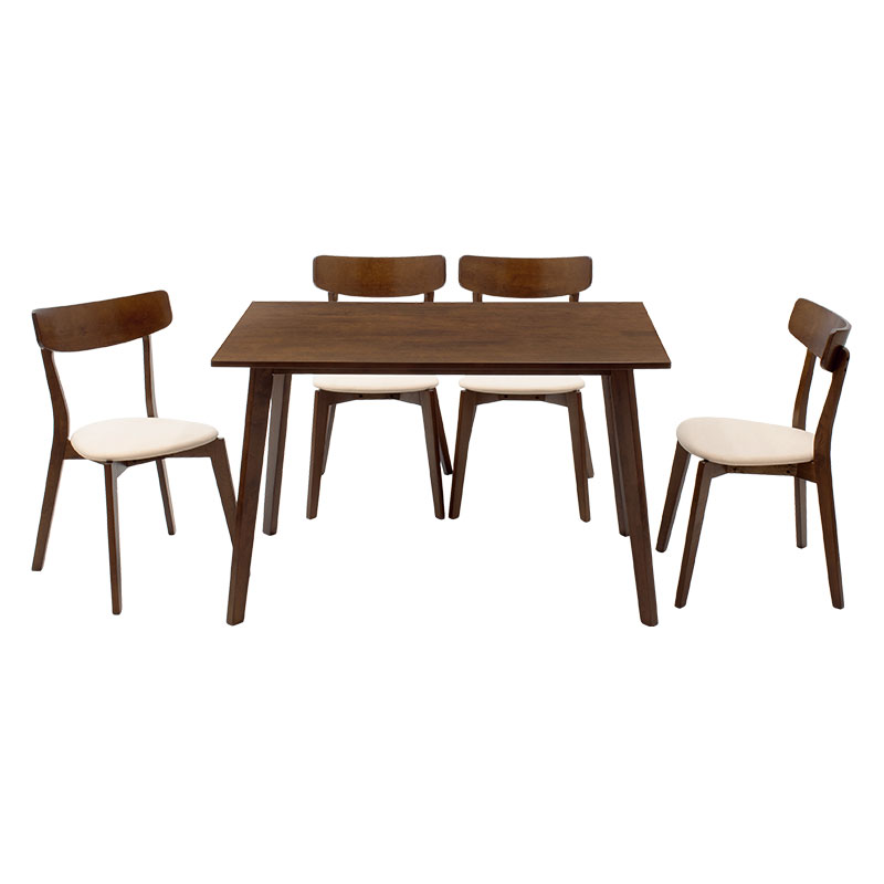 Set ngrënieje Benson - Toto pakoworld 5 copë 120x75x75cm në arrë - pëlhurë bezhë