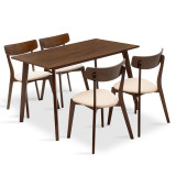 Set ngrënieje Benson - Toto pakoworld 5 copë 120x75x75cm në arrë - pëlhurë bezhë