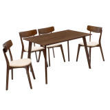 Set ngrënieje Benson - Toto pakoworld 5 copë 120x75x75cm në arrë - pëlhurë bezhë