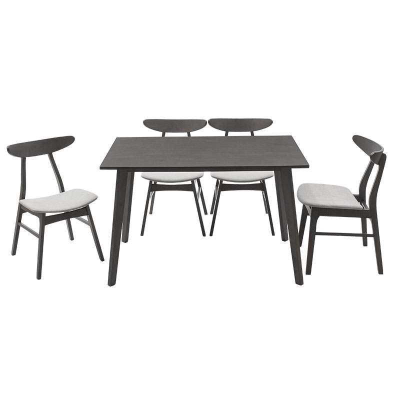 Set ngrënieje Benson - Orlean pakoworld 5 copë 120x75x75cm në rustik - pëlhurë gri