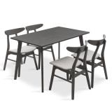 Set ngrënieje Benson - Orlean pakoworld 5 copë 120x75x75cm në rustik - pëlhurë gri