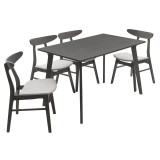 Set ngrënieje Benson - Orlean pakoworld 5 copë 120x75x75cm në rustik - pëlhurë gri