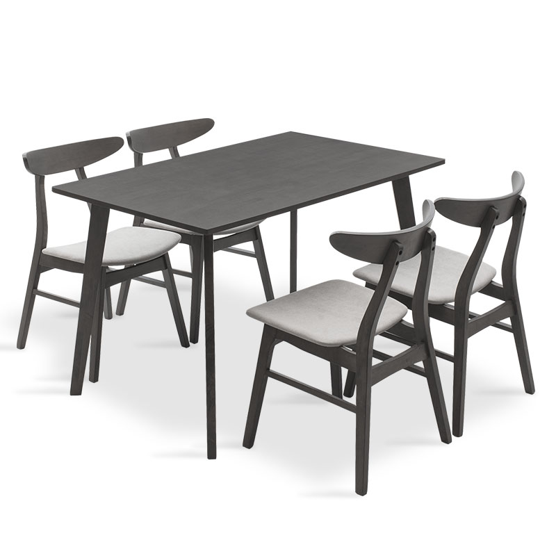 Set ngrënieje Benson - Orlean pakoworld 5 copë 120x75x75cm në rustik - pëlhurë gri