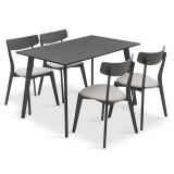 Set ngrënieje Benson - Toto pakoworld 5 copë 120x75x75cm në gri rustike - pëlhurë gri