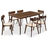 Set ngrënieje Benson - Toto pakoworld 7 copë 150x90x75cm në arrë - pëlhurë bezhë
