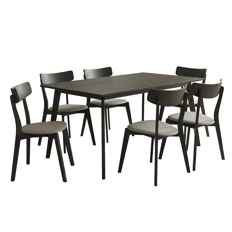 Set ngrënieje Benson - Toto pakoworld 7 copë 150x90x75cm në gri rustike - pëlhurë gri