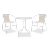 Set ngrënieje kopshti Watson-Obbi 3 copë pakoworld metal i bardhë-xham Φ60x70cm