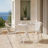 Set ngrënieje kopshti Watson-Obbi 3 copë pakoworld metal i bardhë-xham Φ60x70cm