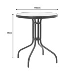 Set ngrënieje kopshti 3 copë Calan-Watson pakoworld metal i zi-tekstil i zi D60x70cm