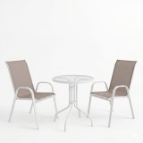 Set ngrënieje kopshti 3 copë Calan-Watson pakoworld metal i bardhë-tekstil kafe