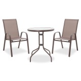 Set tavoline ngrënieje Watson-Calan 3 copë pakoworld metal-textilene kafe D60x70cm