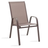 Set tavoline ngrënieje Watson-Calan 3 copë pakoworld metal-textilene kafe D60x70cm