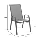 Set tavoline ngrënieje Watson-Calan 3 copë pakoworld metal-textilene kafe D60x70cm