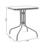 Set tavoline ngrënieje Watson-Calan prej 3 copësh pakoworld metal-textilene kafe 60x60x70cm