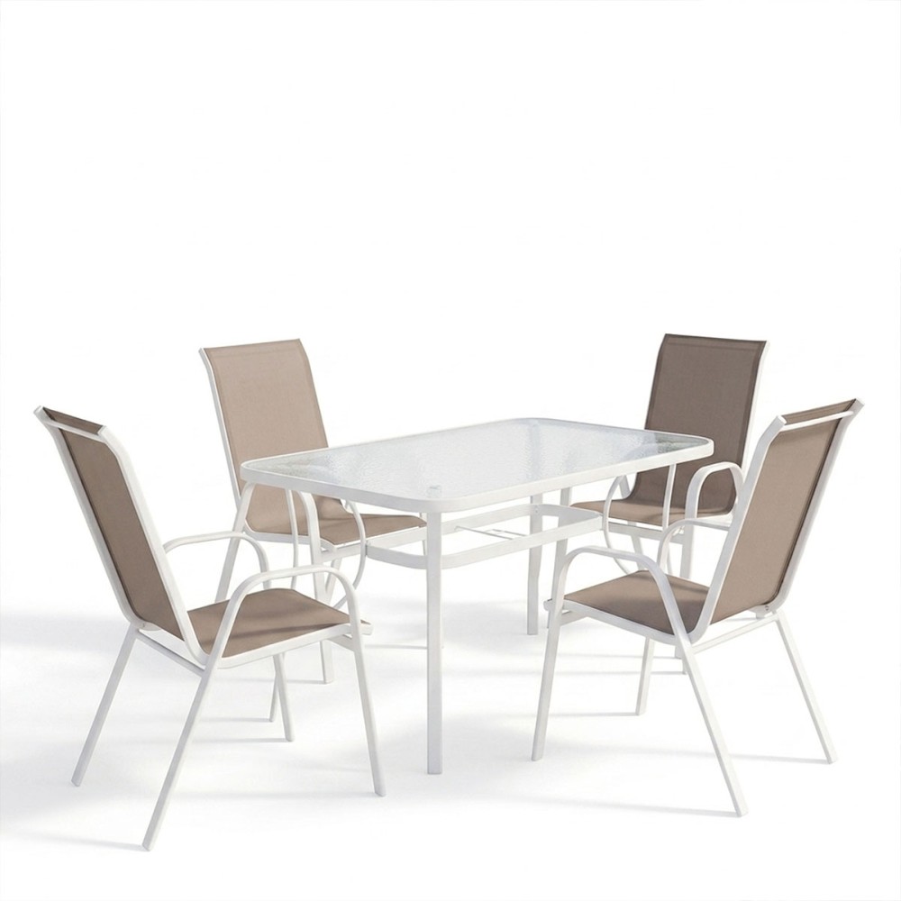 Set tavoline ngrënieje Ensure-Calan I prej 5 copash pakoworld metal i bardhë-tekstil i kaftë 120x70x70cm