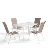 Set tavoline ngrënieje Ensure-Calan I prej 5 copash pakoworld metal i bardhë-tekstil i kaftë 120x70x70cm