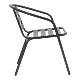 Tavolinë ngrënieje kopshti Valor-Tade set prej 5 copë pakoworld metal i zi-xham 110x60x70cm