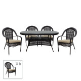Set ngrënieje Cellin 7 copë pakoworld metal-pe rattan kafe