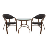 Set salloni 3 copë Paula pakoworld metal-pe rattan kafe
