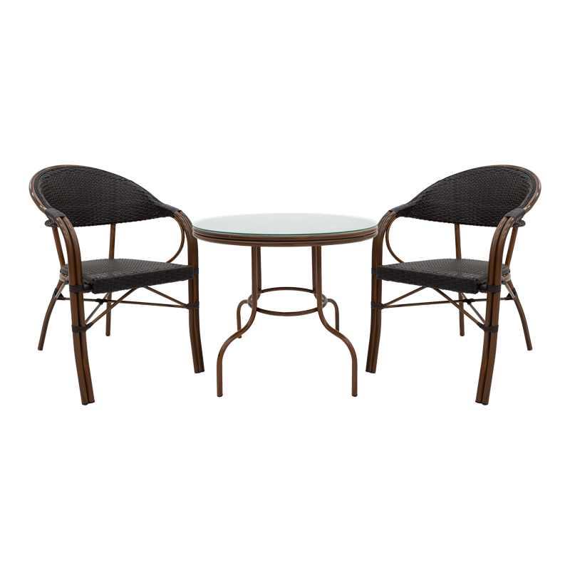 Set salloni 3 copë Paula pakoworld metal-pe rattan kafe