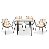 Set ngrënieje Naoki 5 copë pakoworld metal i zi pe natyral