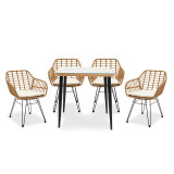 Set ngrënieje Naoki 5 copë pakoworld metal-i zi-pe natyral