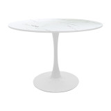 Set tavoline ngrënieje Balou-Gaston me 5 pakoworld MDF dhe pp në nuancë të bardhë-natyrale Φ100x73cm