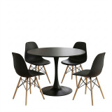 Set tavoline ngrënieje Balou-Julita me 5 pakoworld MDF dhe pp në nuancë të zezë-natyrale Φ100x73cm