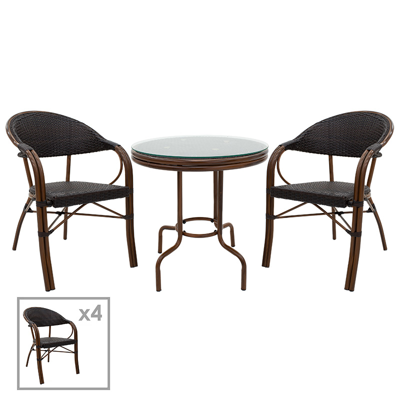 Set ngrënie 5 copë Paula pakoworld metal-PE kafe