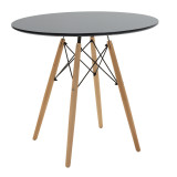 Tavolinë ngrënieje Julita pakoworld set prej 5 copësh në nuancë të zezë-natyrale D80x73cm