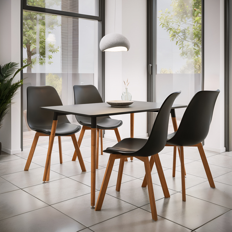 Set ngrënieje Natali-Gaston pakoworld 5 copë e zezë-natyrale 120x80x76cm