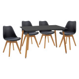 Set ngrënieje Natali-Gaston pakoworld 5 copë e zezë-natyrale 120x80x76cm