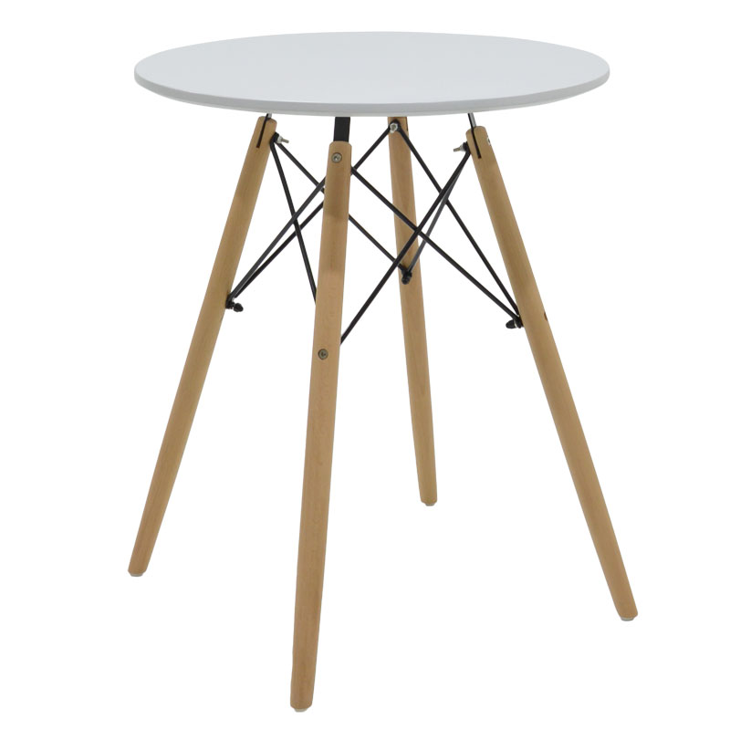 Set tavoline ngrënieje Julita prej 3 copësh pakoworld MDF dhe dru ahu në nuancë të bardhë-natyrale D60x73cm