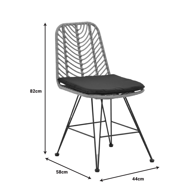 Tavolinë ngrënieje Naoki D pakoworld set prej 7 rattan natyral-metal i zi-xham 160x90x78cm