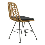 Tavolinë ngrënieje Naoki D pakoworld set prej 7 rattan natyral-metal i zi-xham 160x90x78cm