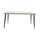 Naoki E pakoworld set tavoline ngrënieje me 5 copë, rrota natyrale-metal i zi-xham 160x90x78cm