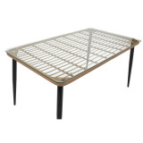 Naoki E pakoworld set tavoline ngrënieje me 5 copë, rrota natyrale-metal i zi-xham 160x90x78cm