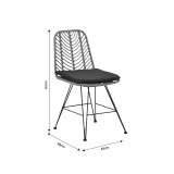 Set tavoline ngrënieje Naoki F pakoworld me 3 copë rattan natyral-metal i zi-xham 80x80x78cm