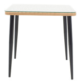 Set tavoline ngrënieje Naoki F pakoworld me 3 copë rattan natyral-metal i zi-xham 80x80x78cm