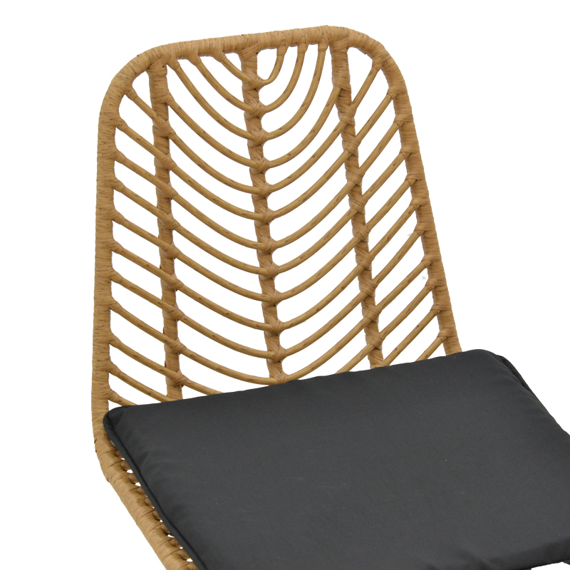 Set tavoline ngrënieje Naoki F pakoworld me 3 copë rattan natyral-metal i zi-xham 80x80x78cm