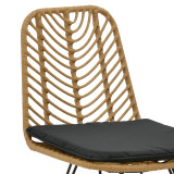 Set tavoline ngrënieje Naoki G pakoworld me 5 copë rattan natyral-metal i zi-xham 80x80x78cm
